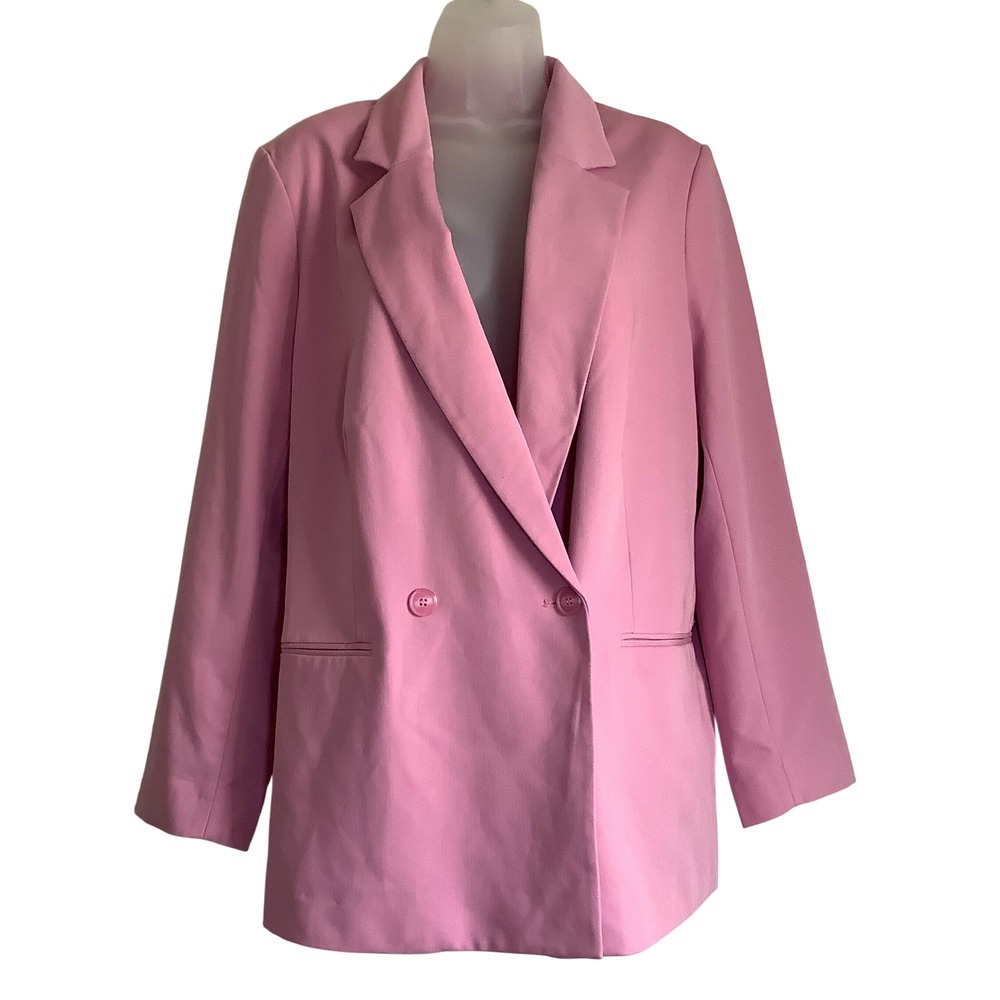 H&M Womens Pink Double Breasted Blazer Jacket Size L NWT 1208312 008